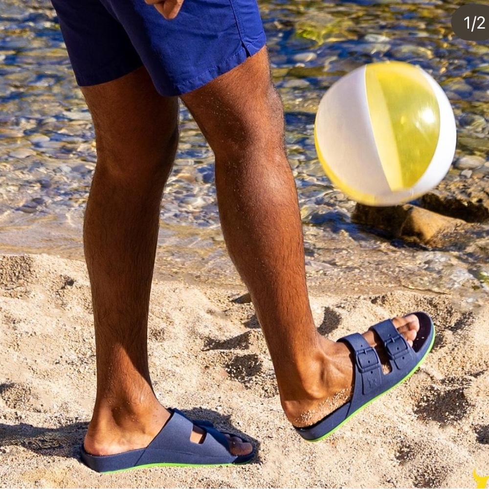 NEW Cacatoes Brazilia Navy Waterproof PVC Beach Slides Size 43/44 (US 9)